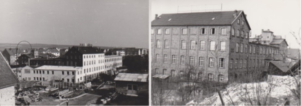 Zwei Bilder von Gebäuden am selben Standort, die unterschiedliche Perspektiven und Details zeigen.